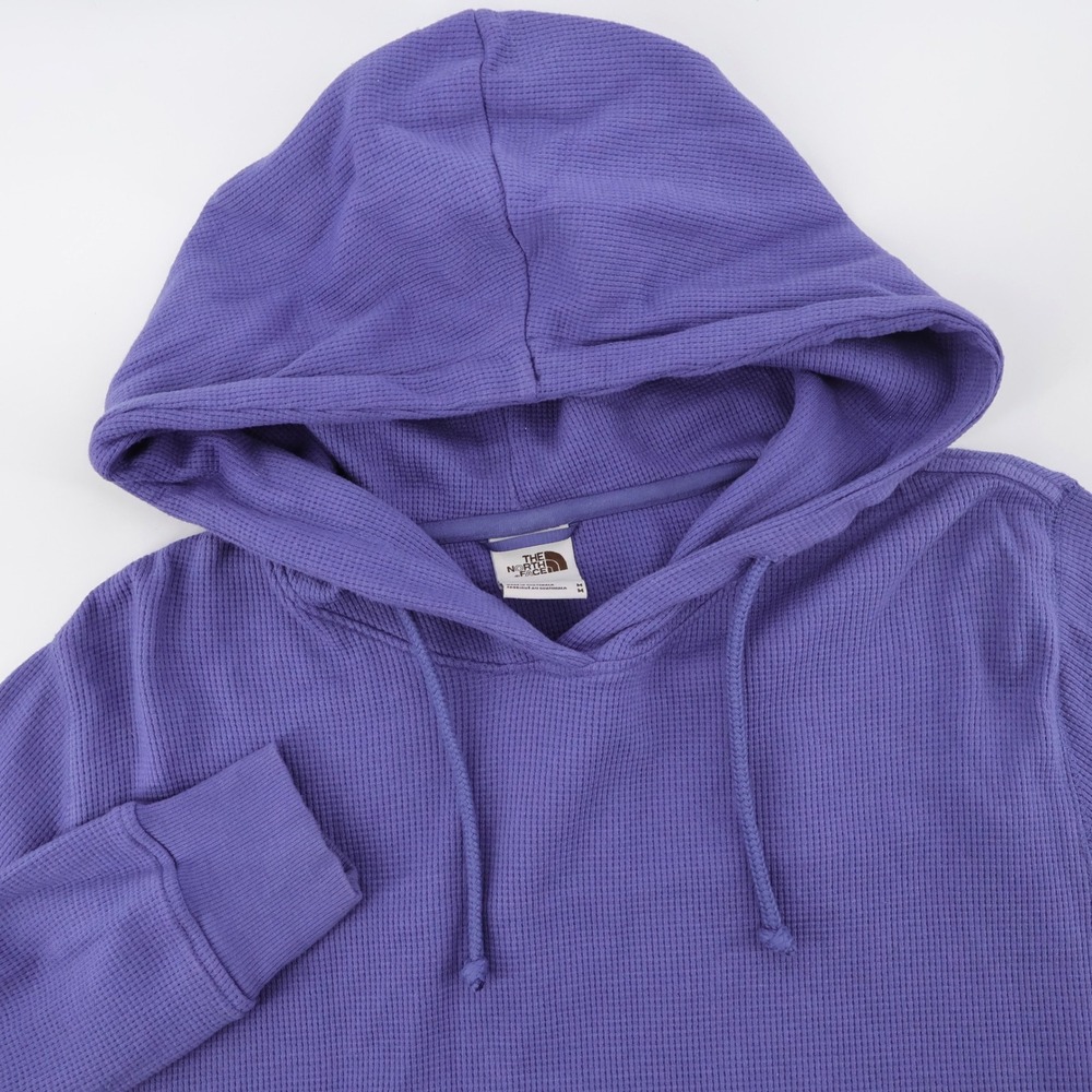 The North Face Waffle Knit Hoodie Purple Long Sleeve Mens Medium